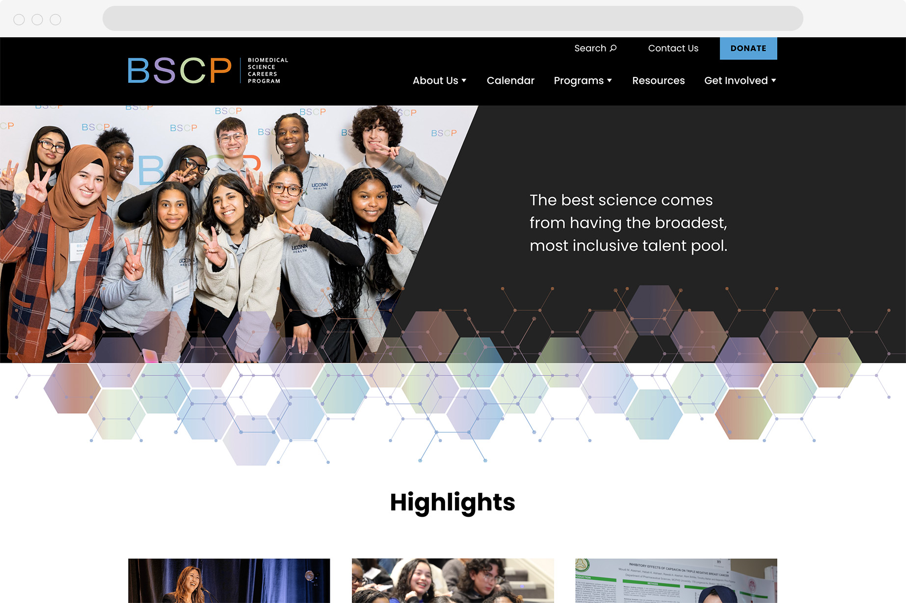 Homepage screenshot of BSCP.org
