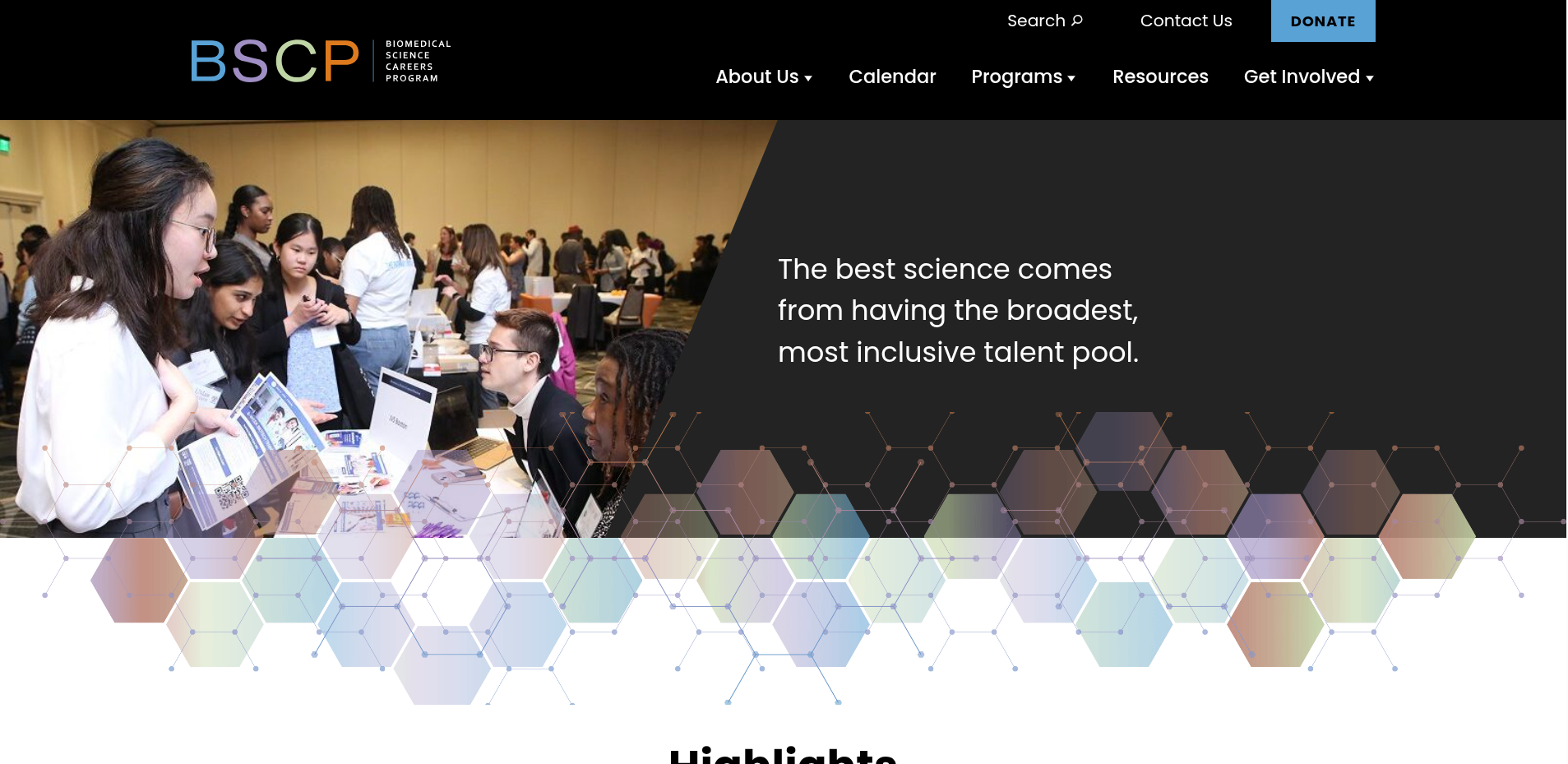 Screenshot of the BSCP homepage.
