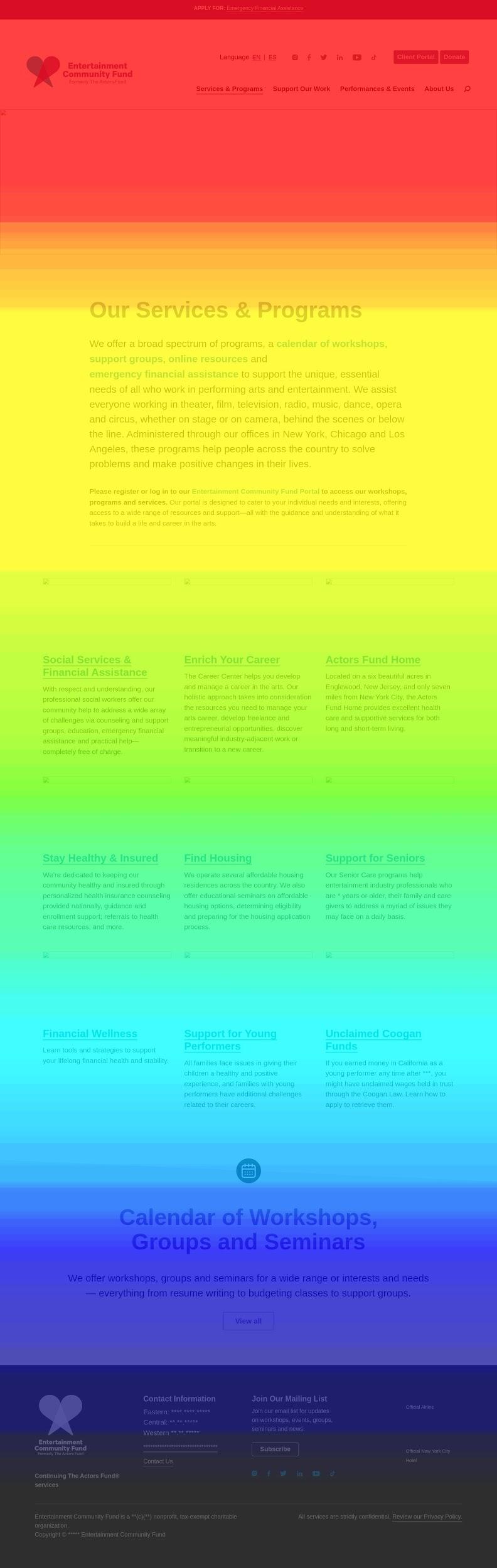 Heatmap of the ECF Services and Programs page.