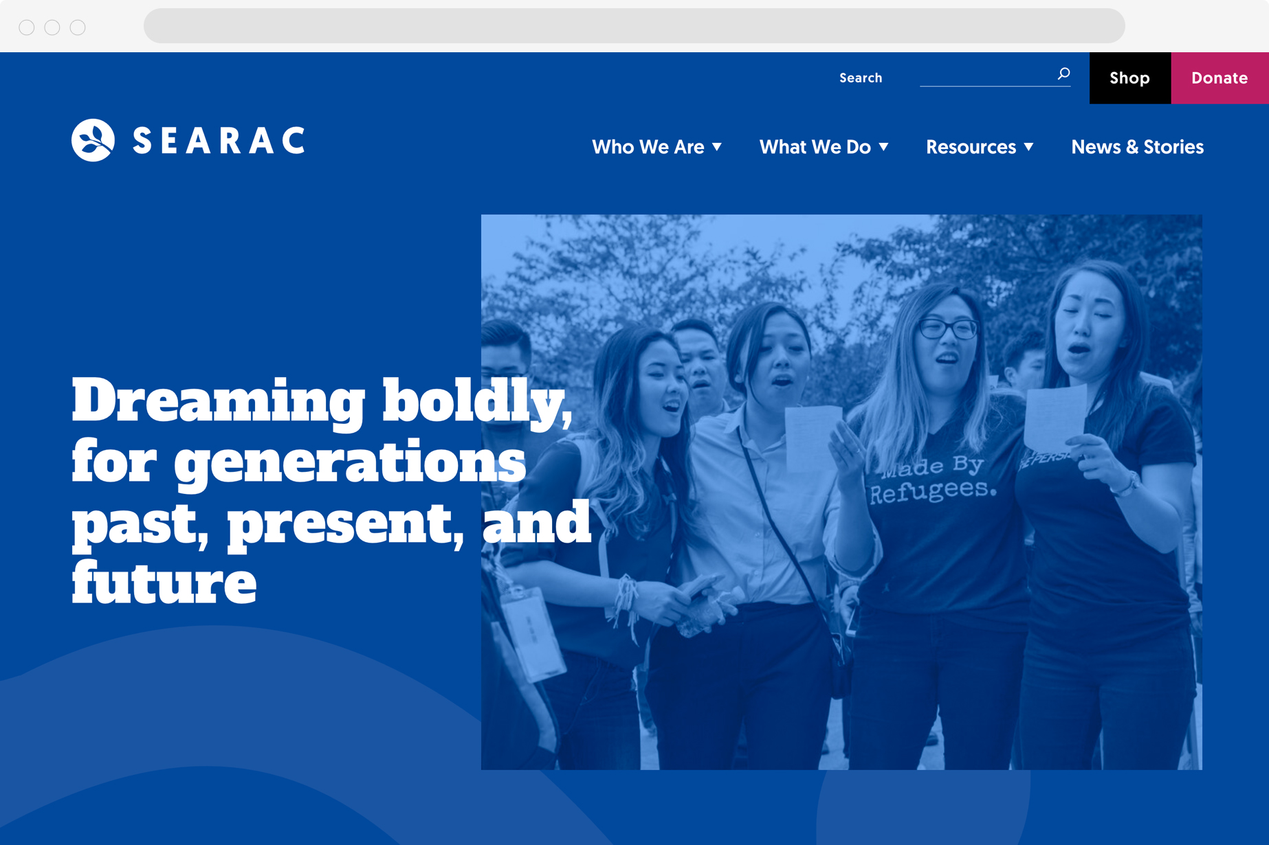 Homepage of the SEARAC website.