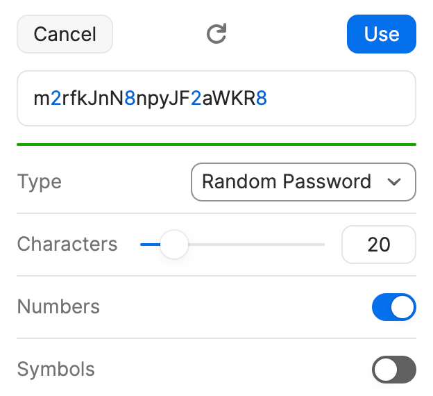 1password suggested random password