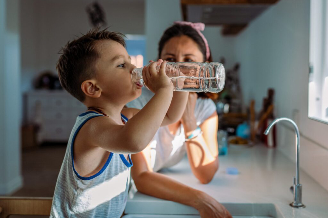 child drinking water